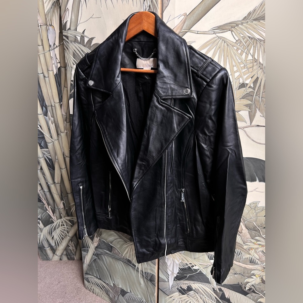 Michael Kors woman’s Soft Black Leather Jacket Gold Tone Hardware - US Size XL
